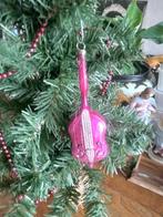 oude glazen kerstbal model donker rose contrabas, Diversen, Kerst, Ophalen of Verzenden, Gebruikt