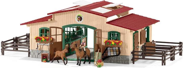 Complete Schleich manege met auto + trailer +wasplaats +meer, Verzamelen, Speelgoed, Zo goed als nieuw, Ophalen of Verzenden