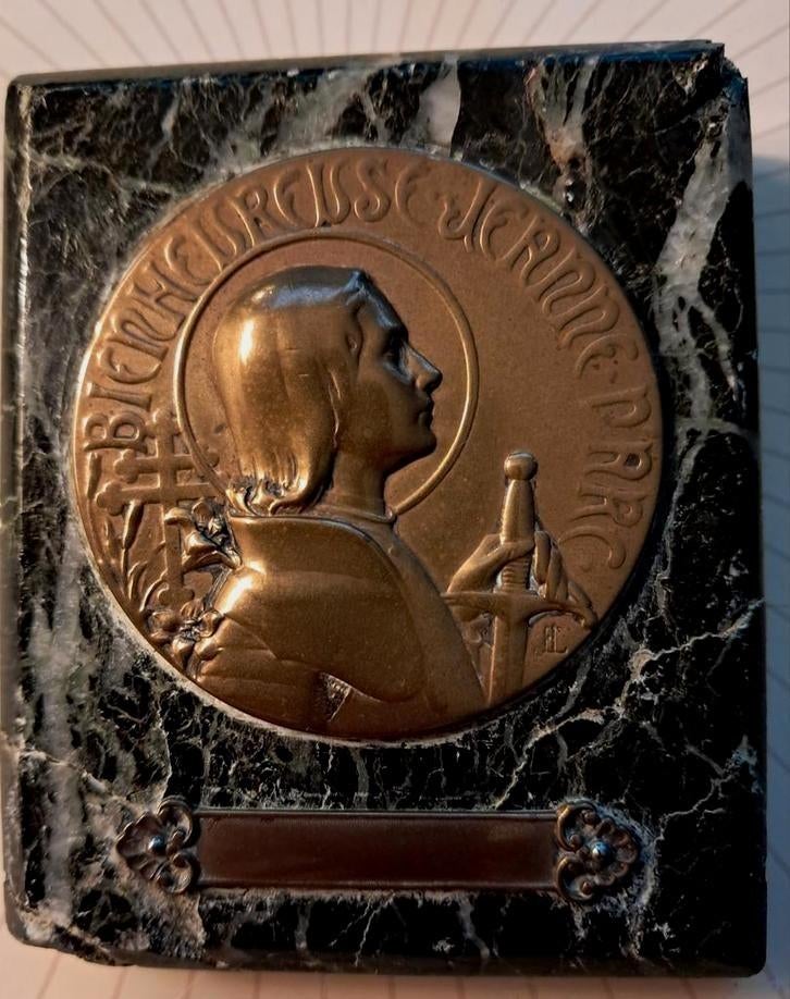 Plaquette Jeanne D'arc op marmer, Ophalen of Verzenden