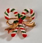 Kerstbroche candy canes zuurstokken, Ophalen of Verzenden, Zo goed als nieuw, Zilver, Overige materialen