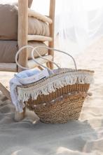 STRANDTAS RIET KWASTJES JUTE SCHELP NATUREL/ECRU J-LINE, Nieuw, Overige typen, Verzenden, Overige kleuren