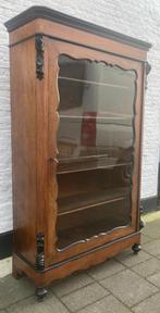 antiek mahonie  1-deurs vitrinekast verstelbare planken, 25 tot 50 cm, 100 tot 150 cm, Met plank(en), 150 tot 200 cm