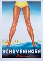 Grote vintage poster Scheveningen 70x100cm!, Ophalen of Verzenden, Gebruikt, Rechthoekig Staand, Overige onderwerpen