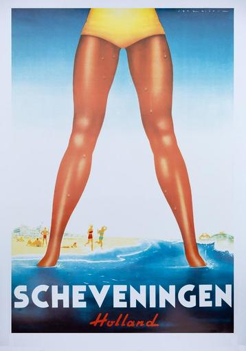 Grote vintage poster Scheveningen 70x100cm! beschikbaar voor biedingen