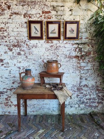 Brocante lijst met vogelprent/ schilderij /  allegonda  beschikbaar voor biedingen