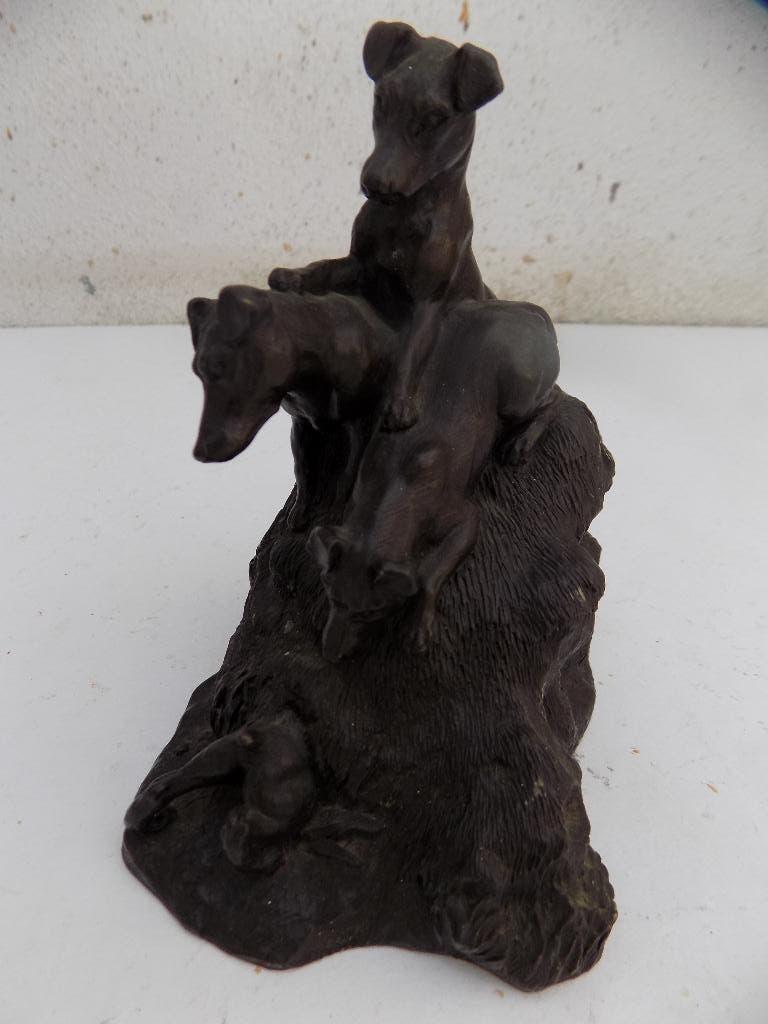Hondenbeeld drie honden zwaar metaal decoratie, Ophalen of Verzenden, Gebruikt
