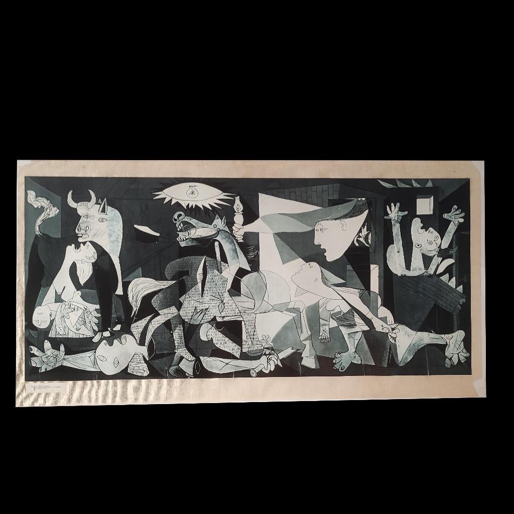 Prachtige vintage print op Canvas van Guernica Picasso Silex, Ophalen, Gebruikt, Print, 100 tot 125 cm