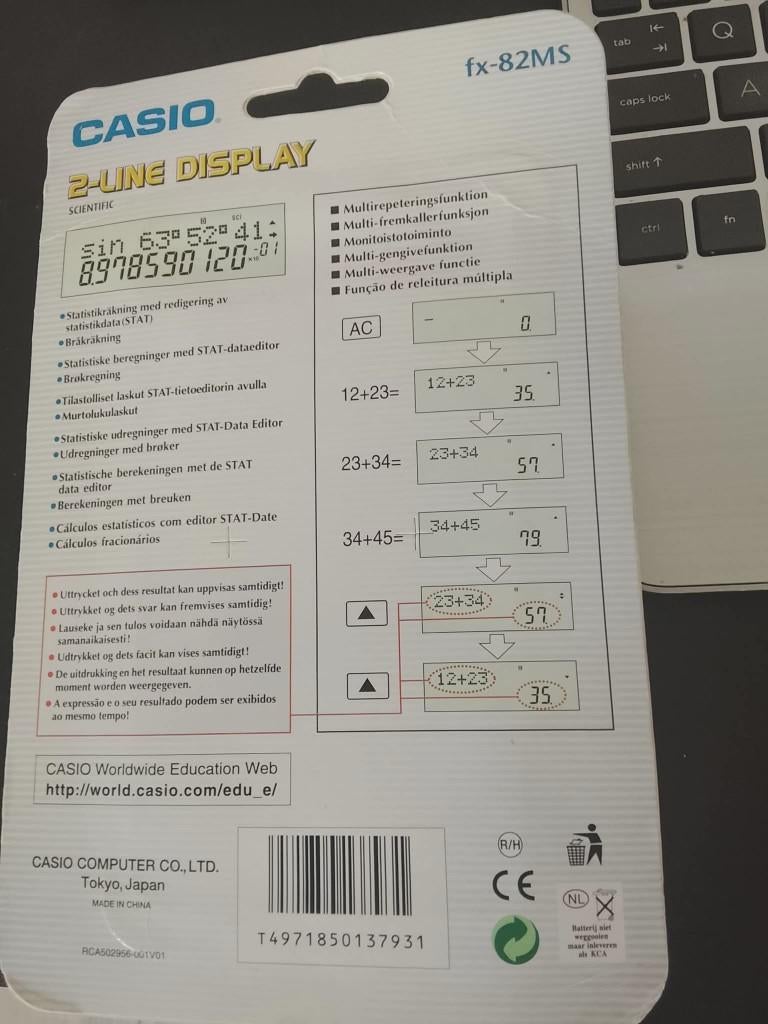 Casio rekenmachine fx-82MS, Diversen, Rekenmachines, Ophalen, Nieuw