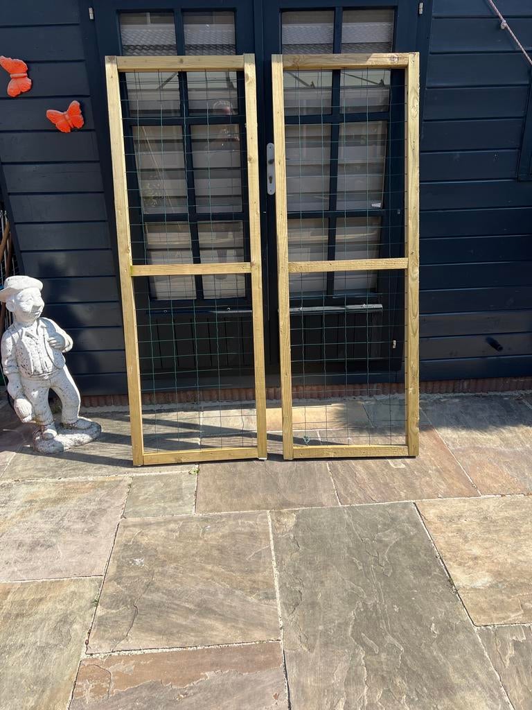 2 Houten tuinschermen, Ophalen of Verzenden, Gebruikt, Hout, Tuinhek