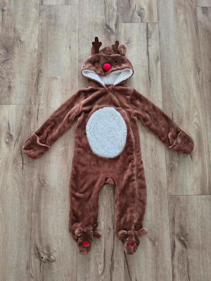 Prachtige rendier onesie met capuchon, 86. Winterpak warm., Kinderen en Baby's, Carnavalskleding en Verkleedspullen, Zo goed als nieuw