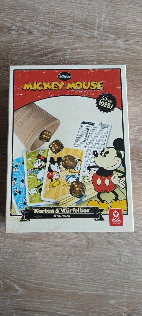 Disney Mickey Mouse Kaarten & Würfelbox Retro Editie, Een of twee spelers, Ophalen of Verzenden, Zo goed als nieuw, ASS Altenburger