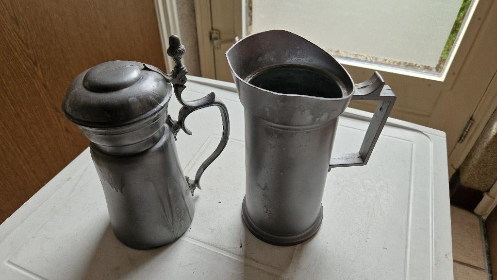 antieke tinnen loden kan-beker-asbak, Ophalen of Verzenden