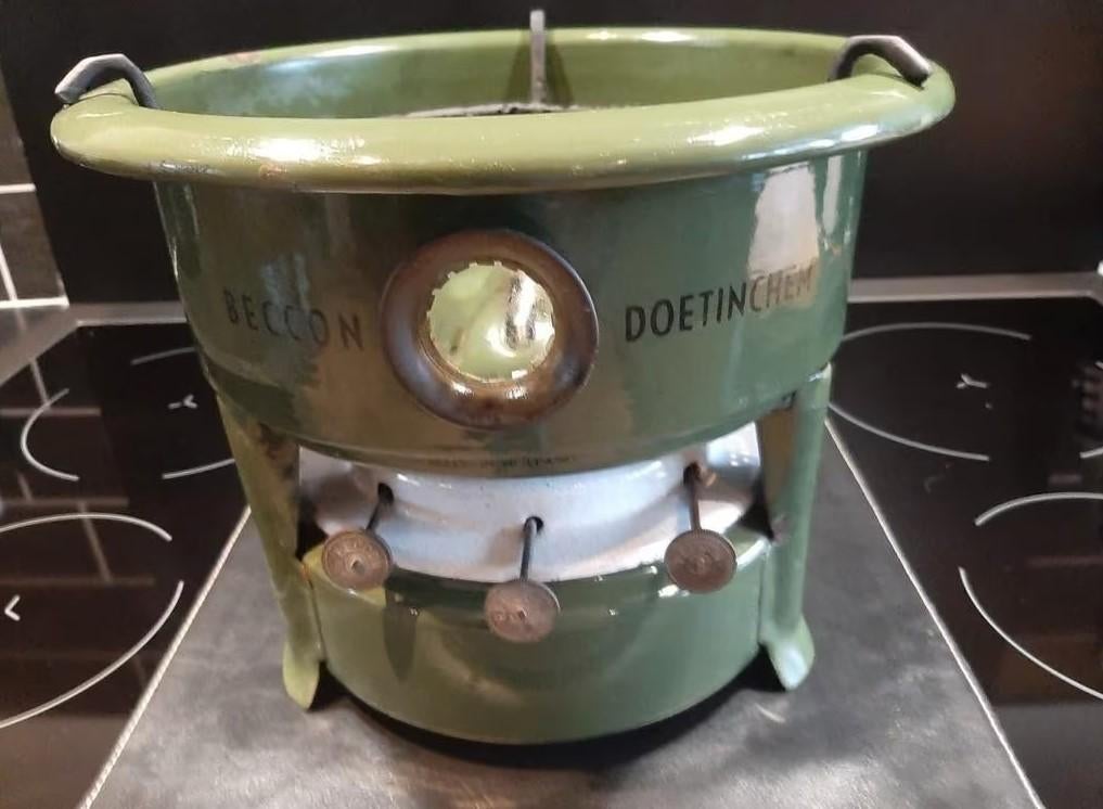 Emaille petroleumstel 3 pits groen, Ophalen of Verzenden