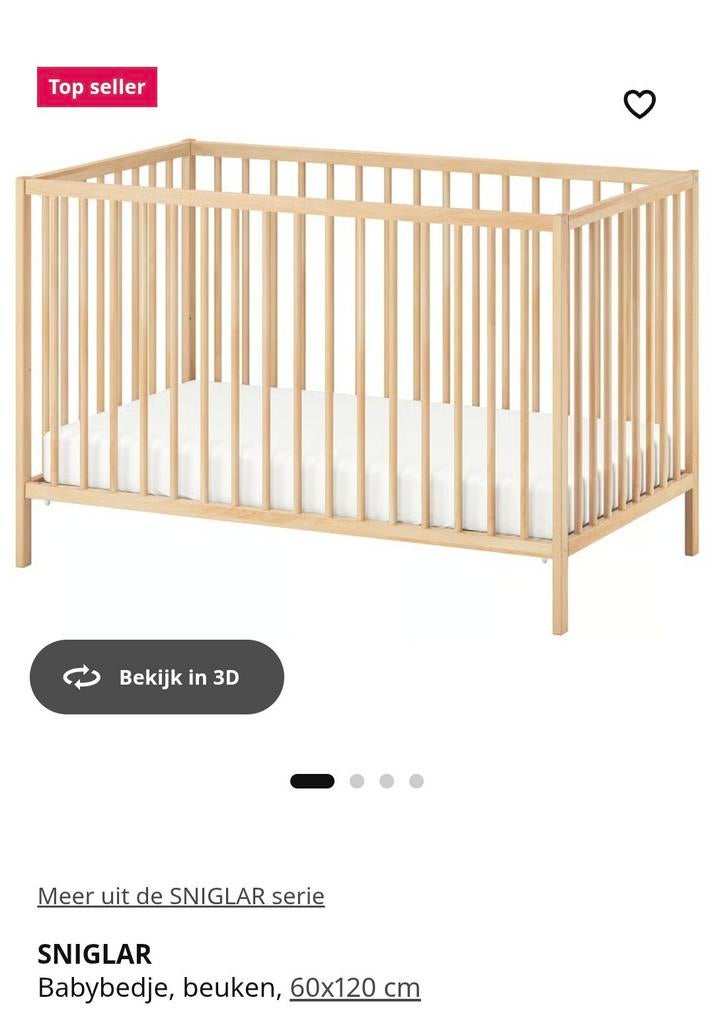 Babybed "Sniglar" IKEA, Ophalen, Zo goed als nieuw, Minder dan 140 cm, Matras