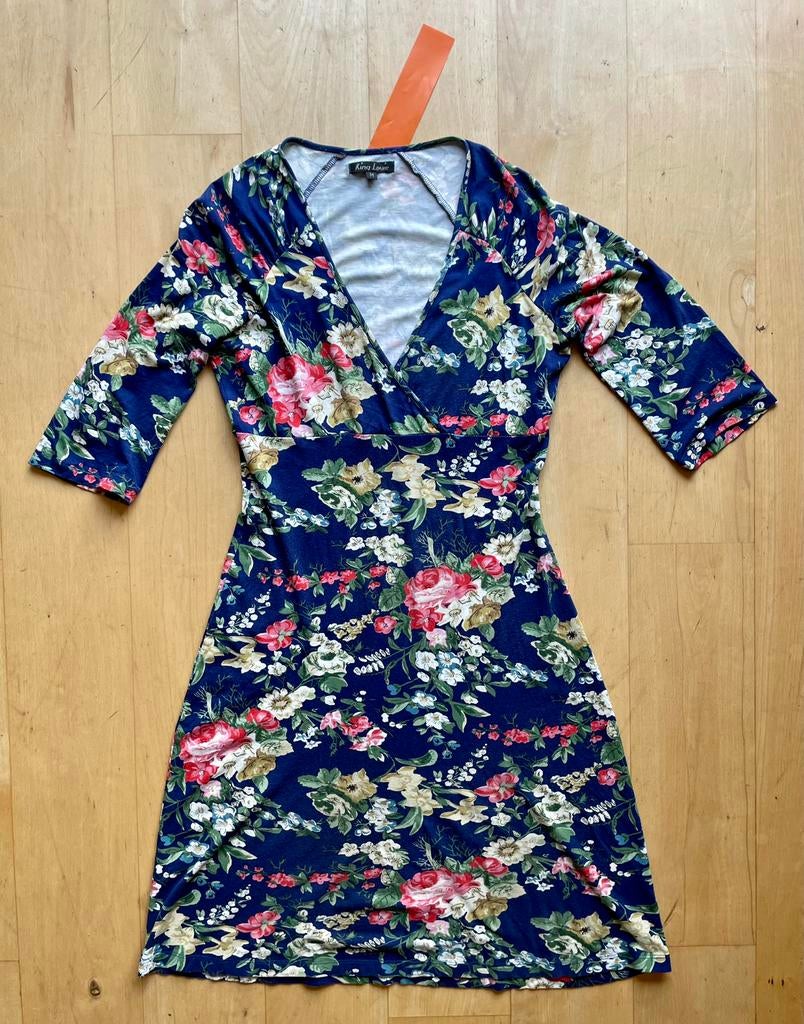 King Louie jurk blauw met bloemen design M, Maat 38/40 (M), Blauw, Ophalen of Verzenden, Zo goed als nieuw