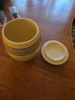 Vintage Petrus Regout voorraadpot met deksel, geel/zwart, Ophalen of Verzenden