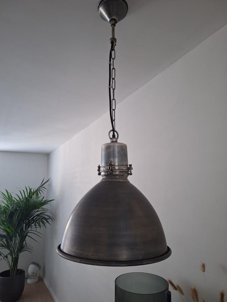 2 Zilveren Scheepslampen - Ø 40 cm, Ophalen, Gebruikt, Industrieel, Nautisch, Metaal