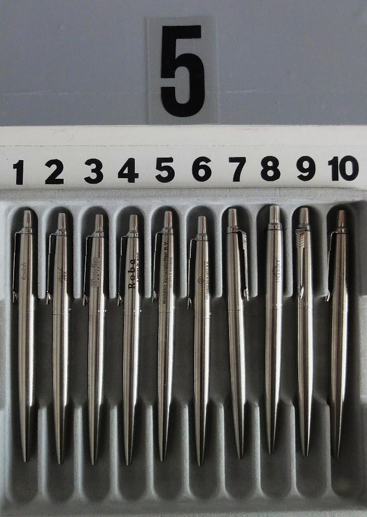 10 X PARKER JOTTER nr.5 MET RECLAME PER PARKER JOTTER, Verzamelen, Pennenverzamelingen, Gebruikt, Ophalen of Verzenden, Met reclame