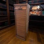 Vintage houten archiefkast / rolluikkast, Ophalen, Gebruikt, 50 tot 100 cm, Minder dan 100 cm