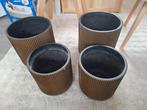 Set van 4 plantenbakken, goudkleurig, Ophalen, Gebruikt, Rond, Steen