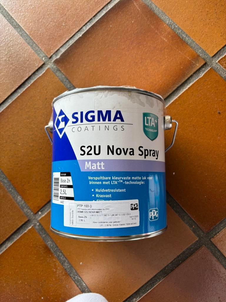 Sigma S2U Nova Lak en Primer Matt Pewter antraciet, 5 tot 10 liter, Nieuw, Ophalen of Verzenden, Lak