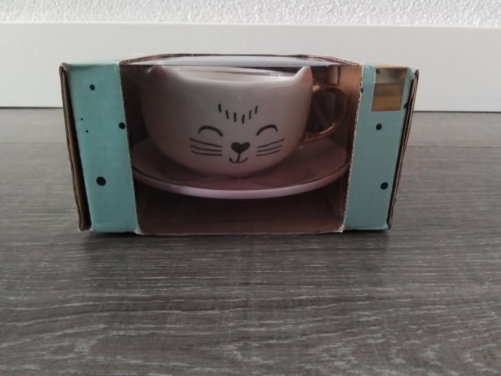 Nieuw hema poes kop en schotel, Ophalen of Verzenden, Nieuw