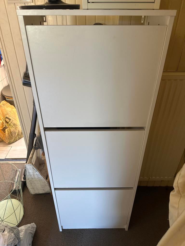 Witte schoenenkast met 3 vakken, Ophalen, Gebruikt