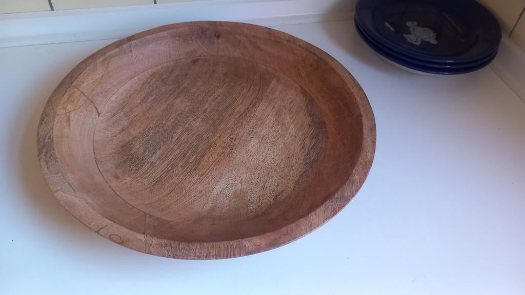 Mooie bamboe houten schaal, Ophalen, Gebruikt, Schaal, Rond