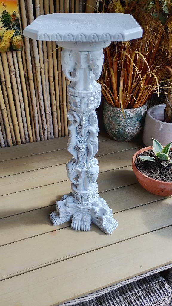 Aziatische boeddha zuil tafeltje met Foo dogs draken ect, Ophalen of Verzenden