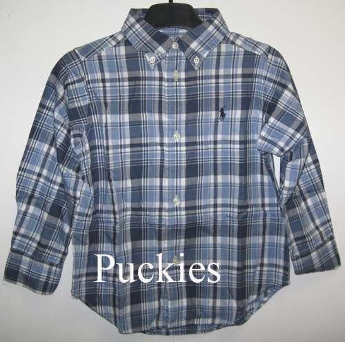 Maat 128/134 Blauw geruit Ralph Lauren overhemd *NIEUW* a, Kinderen en Baby's, Kinderkleding | Maat 128, Overhemd of Blouse, Nieuw