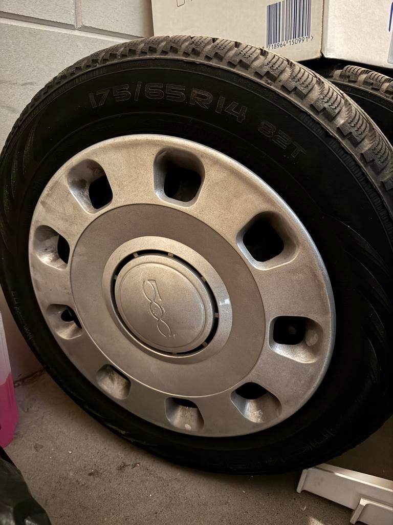 Winterbanden op velgen fiat 500, Auto-onderdelen, Banden en Velgen, Ophalen, 14 inch, Gebruikt, 175 mm