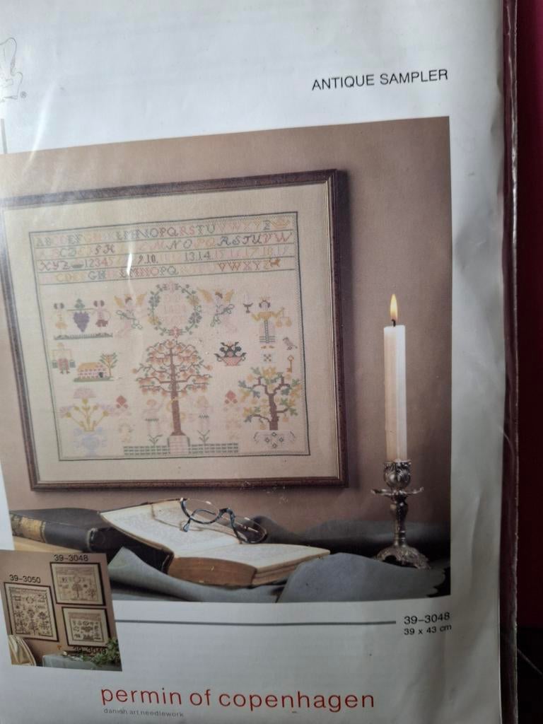 Merklap -antique sampler, Hobby en Vrije tijd, Borduren en Borduurmachines, Ophalen of Verzenden, Nieuw, Borduurpakket