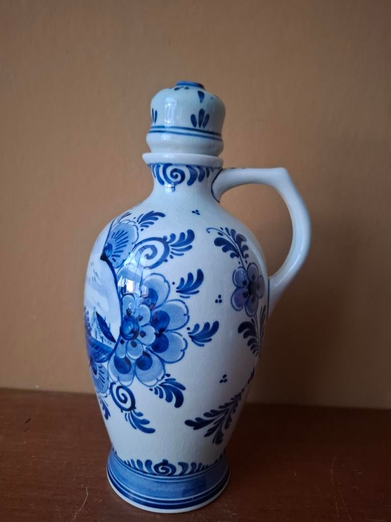 Delfts Blauwe Kruik met Molen en Bloemen, Antiek en Kunst, Ophalen of Verzenden