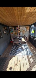 Tuintafel met 6 stoelen - Ideaal voor onder overkapping, Ophalen of Verzenden, Gebruikt, Rechthoekig, Hout