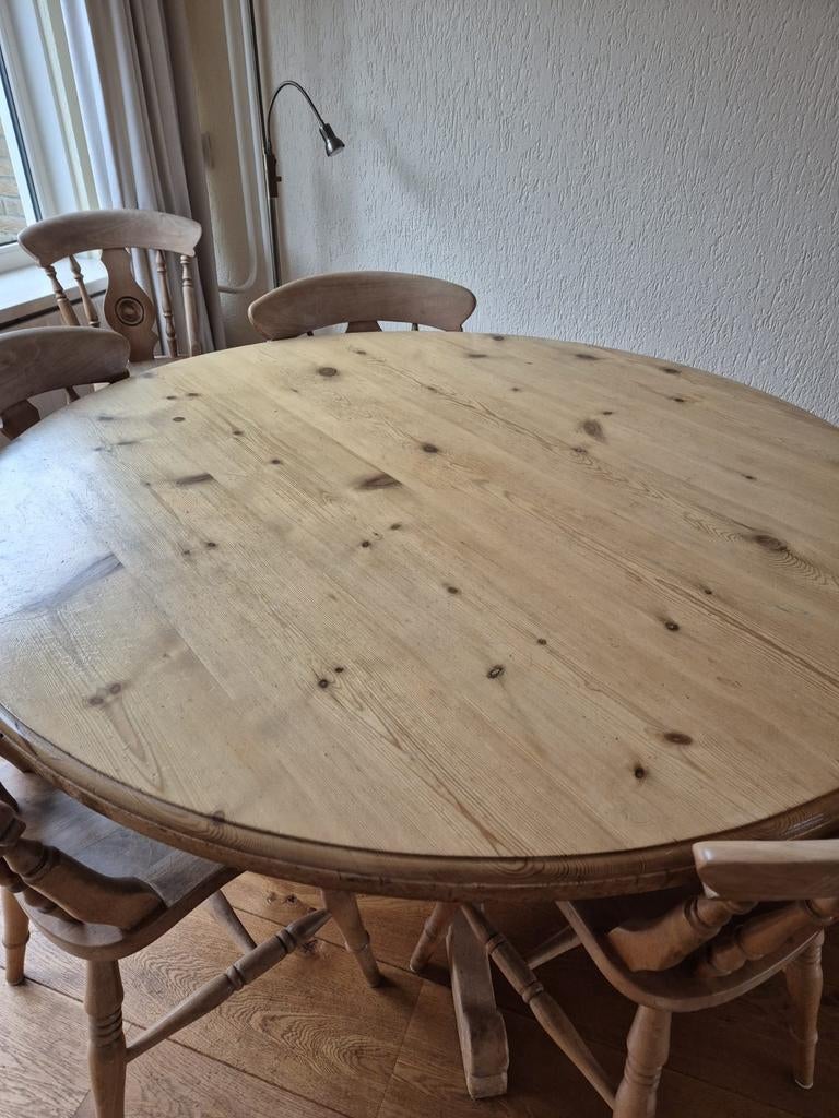 Mooie grenen ronde eettafel, Huis en Inrichting, Ophalen, Rond, Grenenhout, 100 tot 150 cm