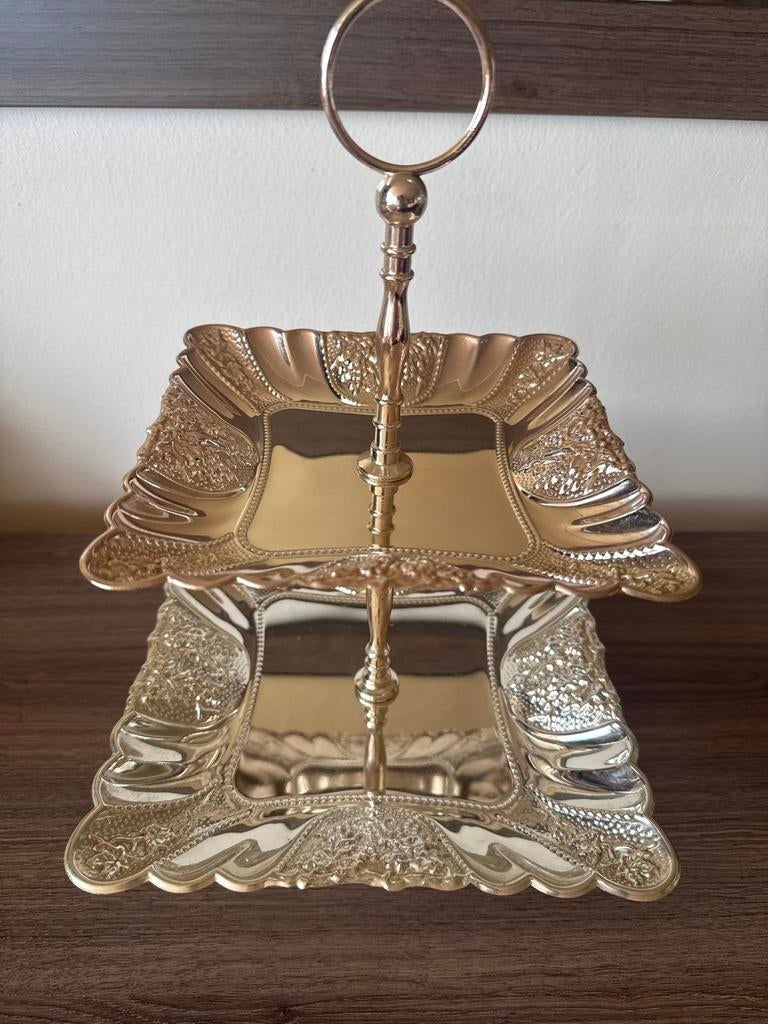 Elegante 2-laags etagere - Perfect voor hapjes en decoratie, Ophalen of Verzenden