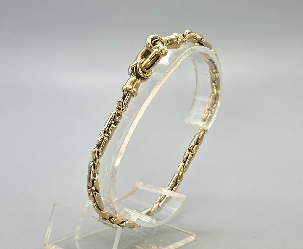 18 Karaat.Gouden bi-color fantasie schakel armband. 2026/91., ., Ophalen of Verzenden, Zo goed als nieuw, .