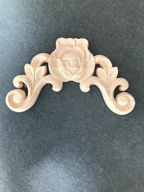 Houtsnijwerk ornament roos voor op landelijke brocante kast, Huis en Inrichting, Woonaccessoires | Overige, Nieuw, Hout, Bruin