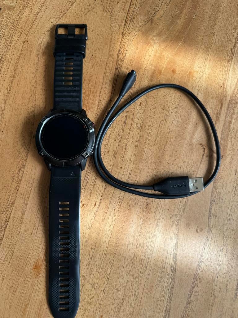 Garmin fenix 6X Pro 51mm Smartwatch - Zwart, Sieraden, Tassen en Uiterlijk, Sporthorloges, Zwart, Ophalen of Verzenden, Waterdicht