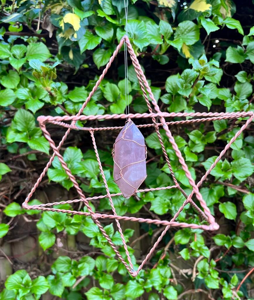 Unieke handgemaakte Koperen Merkaba met Rozenkwarts, Ophalen of Verzenden, Nieuw, Overige typen, Overige religies