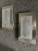 Wandlamp / -(jes) - staal met melkglas - bijna gratis -, Ophalen of Verzenden, Gebruikt, Glas, Modern