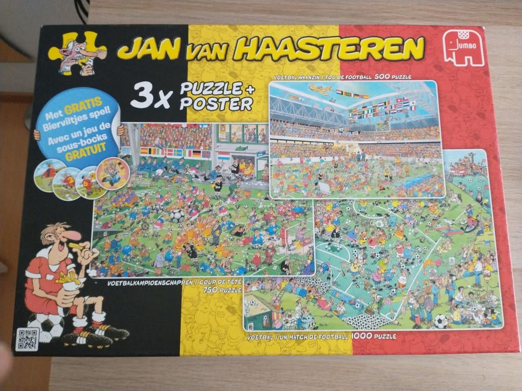 Jan van Haasteren puzzels Belgische voetbal, Ophalen of Verzenden, 500 t/m 1500 stukjes, Zo goed als nieuw