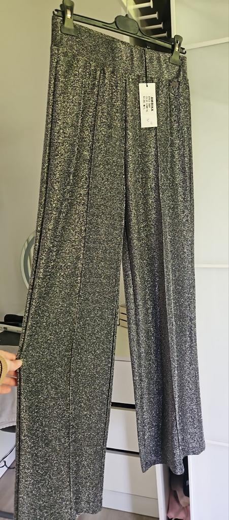 Nieuw nieuwe broek pantalon zilver glitter ambika maat m/l, Nieuw, Ophalen, Maat 38/40 (M), Grijs