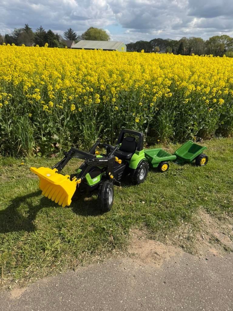 Deutz Traptractor met voorlader en 2 aanhangers, Ophalen, Gebruikt, Overige merken, Met kar of aanhanger