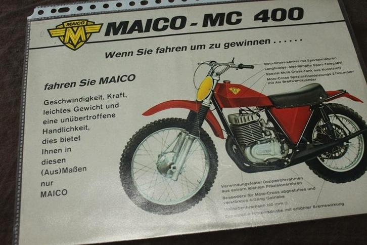 Maico MC 400 cross enduro motorfiets verkoop folder, Motoren, Handleidingen en Instructieboekjes, Overige merken, Ophalen of Verzenden