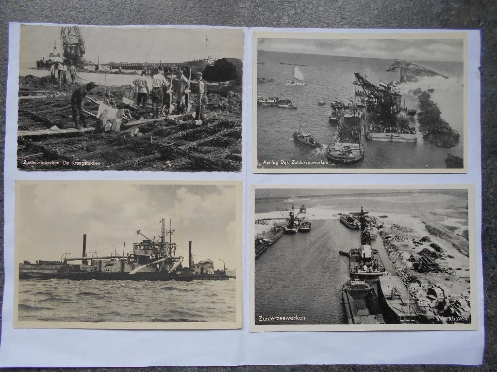 Zuiderzeewerken ontstaan Flevoland partij van 13 oud kaarten, Ophalen of Verzenden, 1940 tot 1960, Ongelopen, Flevoland