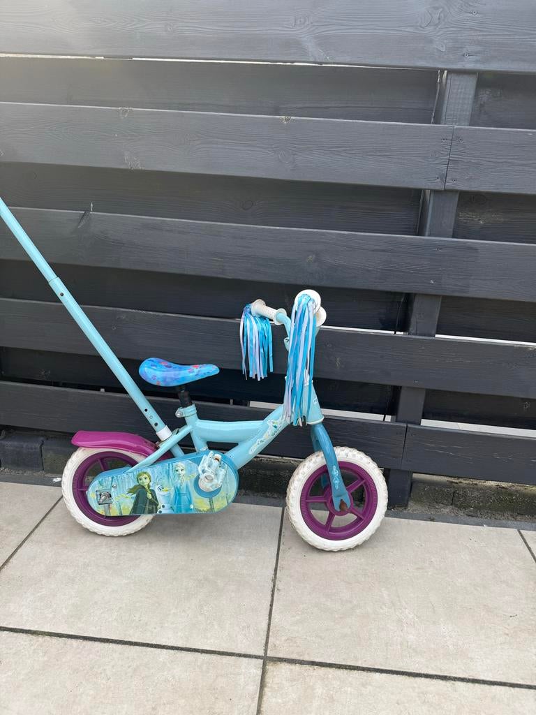 Frozen kinderfiets 10 inch met zijwieltjes, Fietsen en Brommers, Fietsen | Kinderfietsjes, Ophalen, Gebruikt, Minder dan 16 inch
