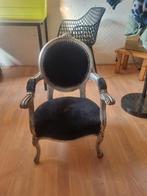 Kinder fauteuil metblauw fluweel en zilverkleurig frame, Ophalen, Stoel(en)