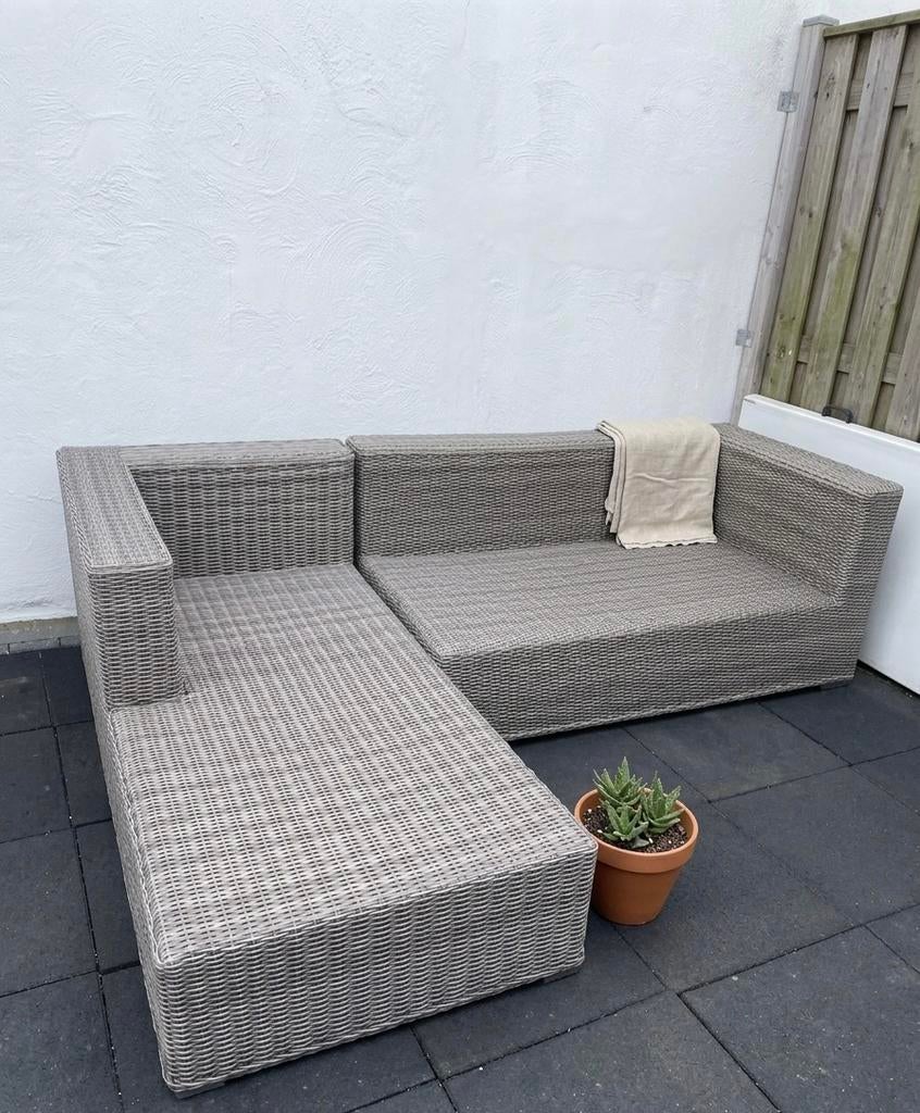 Loungeset met hocker, Tuin en Terras, Ophalen, 4 zitplaatsen, Gebruikt, Loungeset