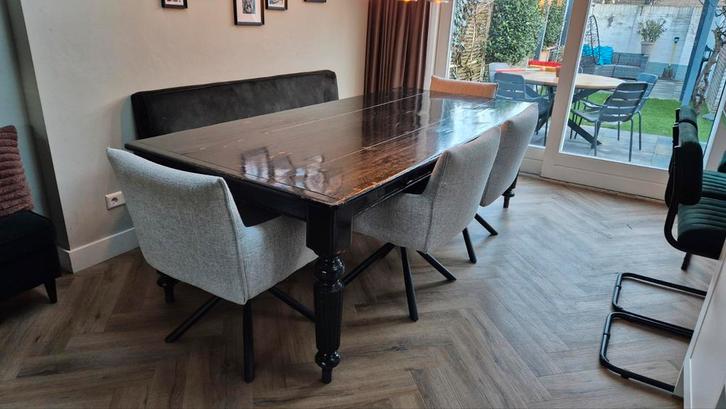 Houten Eettafel met Poten, Huis en Inrichting, Tafels | Eettafels, Gebruikt, 100 tot 150 cm, 200 cm of meer, Vijf personen of meer